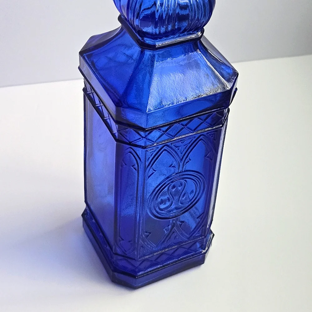 VTG Pier 1 Cobalt Blue Glass Bottle Decanter 12